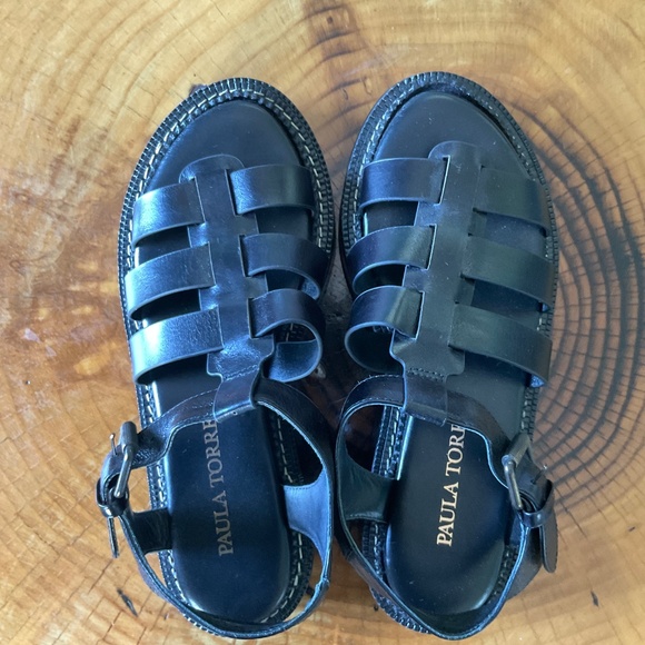 Paula Torres Flatform Madson chunky leather sandals US 6 EU 37 Black - Picture 2 of 10